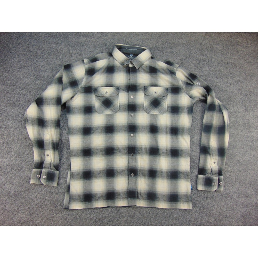 Kuhl Response Shirt Mens Large Gray Black Plaid Button Up Flannel Gorpcore - Picture 2 of 11